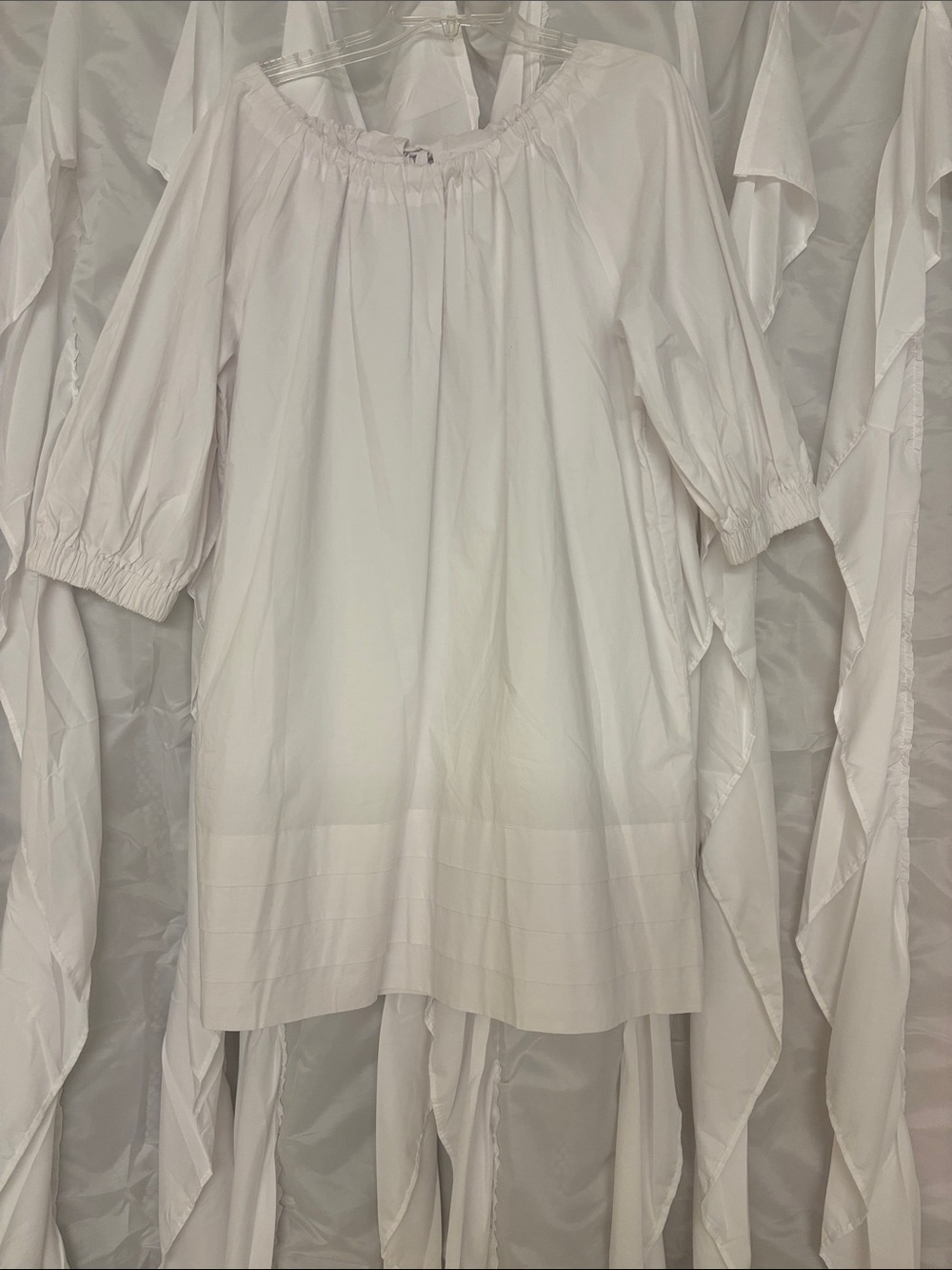 Women's White Off-Shoulder Tunic with Elastic Neckline